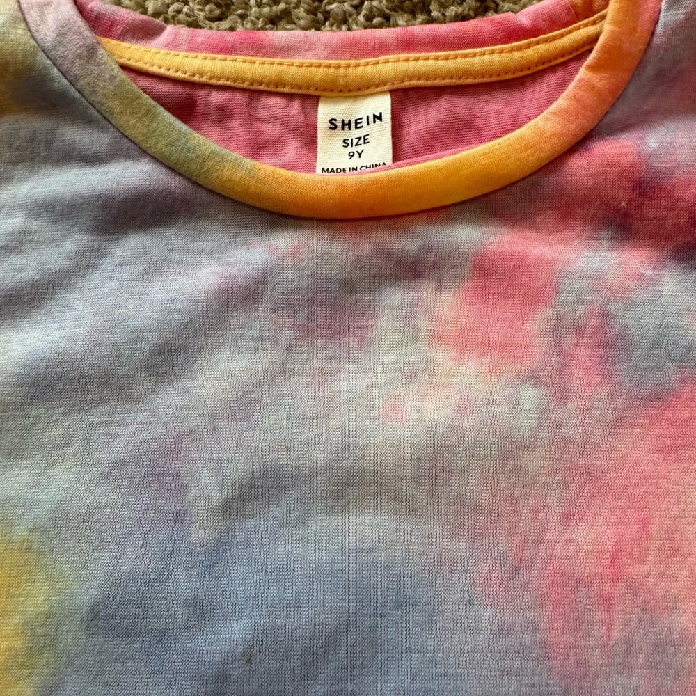 Girls SHEIN Multicolor Tie-Dye Tee